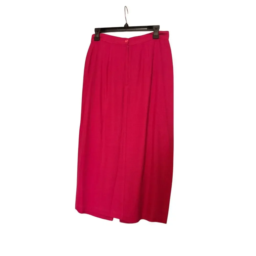Vintage Dawn Joy Fashions 2-Piece Skirt Suit Pink Fuchsia Pearl Buttons